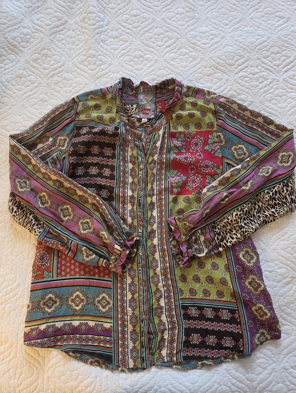 Johnny Was Silk Shirt, Size M